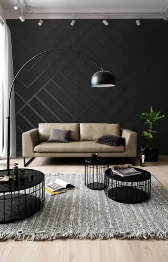 Couchtisch Svala L - Eisen, MDF, Glas, Schwarz