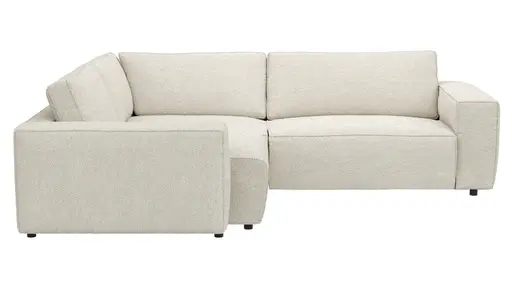 Ecksofa Lilaia - 1,5-Sitzer Tief, Ecke, 2-Sitzer rechts, Stoff, Creme