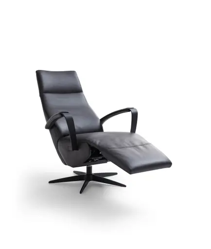 Relaxsessel Girona - Relaxfunktion (motorisch), Leder, Graphit