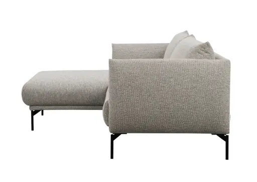 Ecksofa Joana - Longchair links mit 2-Sitzer, Stoff, Beige
