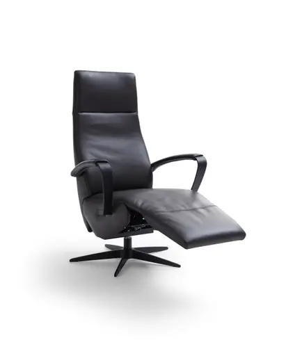 Relaxsessel Girona - Relaxfunktion (motorisch), Leder, Graphit