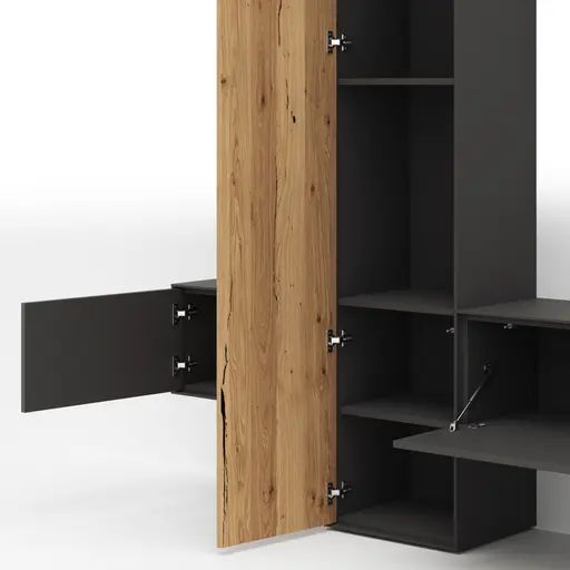 Wohnwand Medio -  Melamin, Schiefergrau