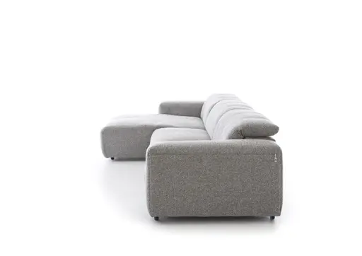 Ecksofa - Longchair links mit 2-Sitzer, Stoff, Hellgrau