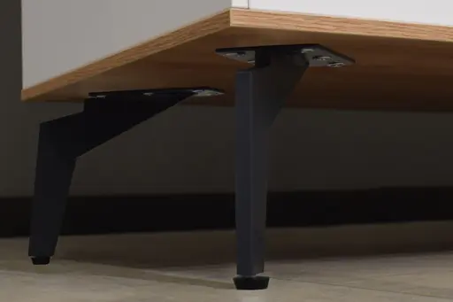 Sideboard - mit Beleuchtung, B ca. 169 cm, Weiß, Asteiche, Schwarz