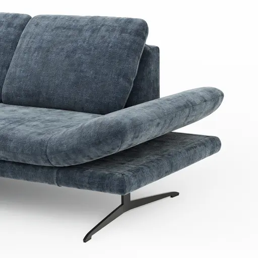 Ecksofa Hubertus - Longchair links mit 2-Sitzer, Rückenlehne/Armlehne verstellbar, Stoff, Blau