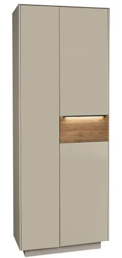 Garderobenschrank - mit Beleuchtung, B ca. 72 cm, Kaschmir, Eiche massiv