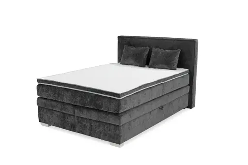 Boxspringbett JEANETTE- Liegefläche ca. 140x200 cm, Stoff, Grau