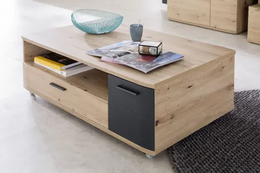 Couchtisch - mit Schubkasten, LBH ca. 115x70x42 cm, Balkeneiche