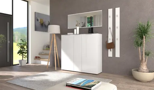 Schuhschrank - B ca. 136 cm, Weiß