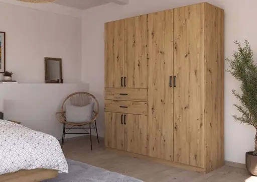 Drehtürenschrank- B ca. 180, Eiche Dekor