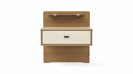 Nachttisch Lenoso - Eiche Nachbildung, Glas Champagner