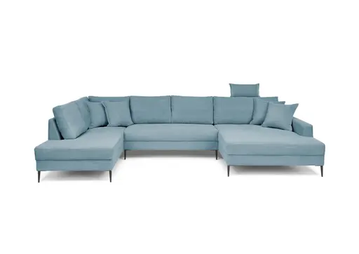 Wohnlandschaft - Ecke links, 2-Sitzer, Longchair rechts, Stoff, Petrol