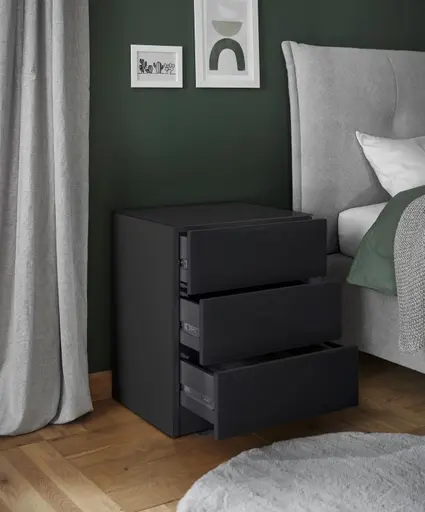 Nachtkonsole- Graphit, Glas, Graphit