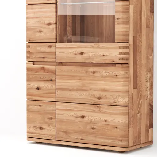 Vitrine Cartago Soft - Astbuche massiv, natur geölt