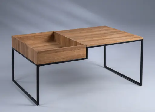 Couchtisch - LB ca. 105x66 cm, Eiche Nachbildung, Schwarz