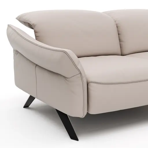 Sofa Bormio - 2,5-Sitzer inklusive Fußteilverstellung motorisch, Leder, Asche