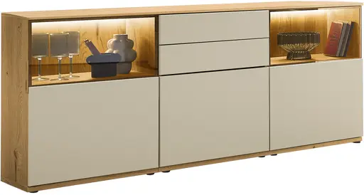 Sideboard mit Beleuchtung - Risseiche, Sandbeige