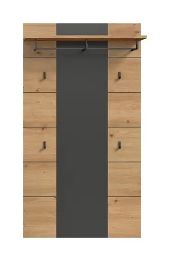 Garderobenpaneel - B ca. 80 cm, Basalt grau, Artisan Eiche Nachbildung