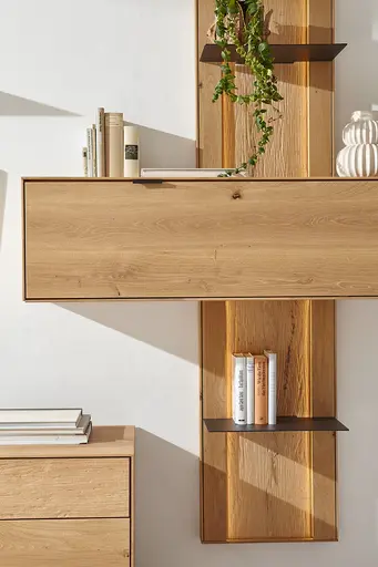 Wohnwand Tucson - inkl. Beleuchtung, Wildeiche massiv