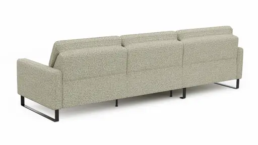 Ecksofa Valera - Longchair mit 3-Sitzer rechts inkl. Rückenlehne verstellbar, Stoff, Limone