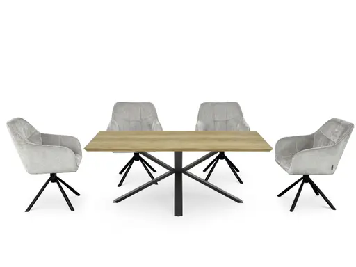 Esstisch - LB ca. 200x100 cm, Eiche massiv geölt, Schweizer Kante, Schwarz