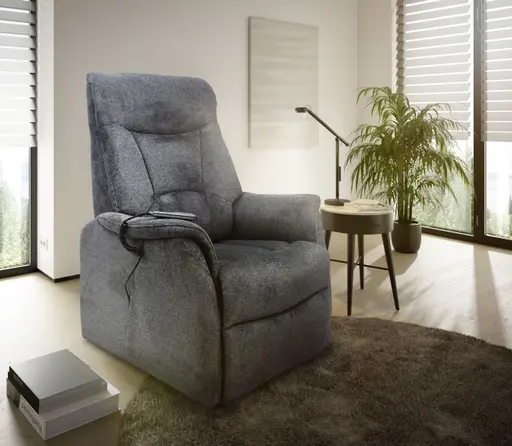 TV-Sessel MAILO - Aufstehhilfe, Relaxfunktion, Kopfteilverstellung, Stoff, Dunkelgrau