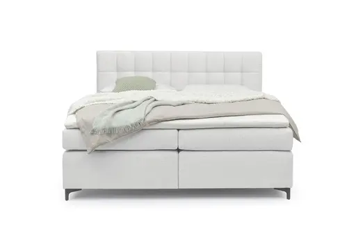 Boxspringbett HINDA- Liegefläche ca. 180x200 cm, Stoff, Hellgrau, Bonell, Inkl. Topper