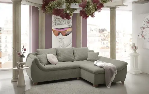 Ecksofa JAMILA - 2-Sitzer, Ecke rechts, Stoff, Taupe