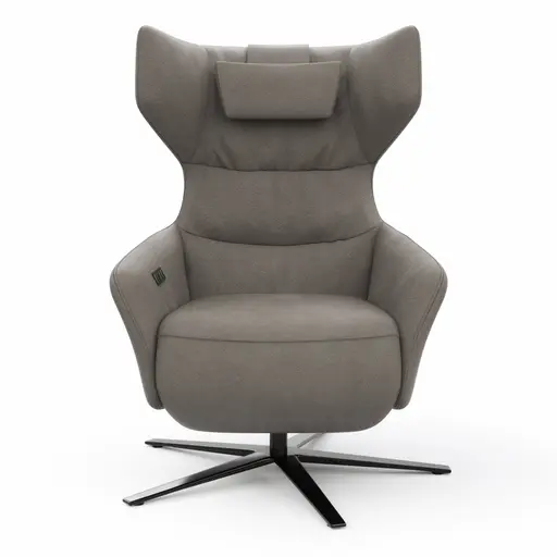 Drehsessel Houston Relax - Größe M, inkl. Relaxfunktion (motorisch), Aufstehhilfe und Kopfstütze, Stoff, Taupe