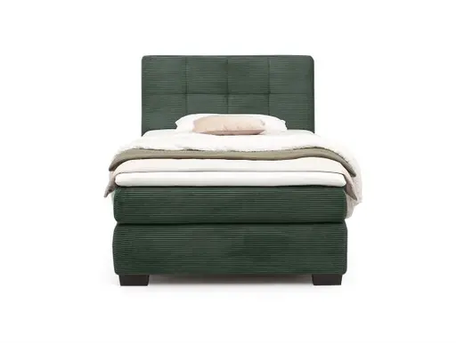 Boxspringbett JILA- Ligefläche ca. 120x200 cm, Stoff, Dunkelgrün