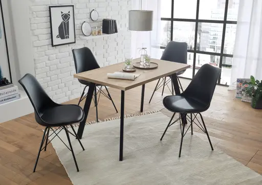 Esstisch - LB ca. 140x90 cm, Asteiche, Schwarz