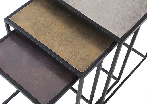 Beistelltisch-3-er Set Coffe - LBH ca. 41x41x52 cm, Metall, Schwarz
