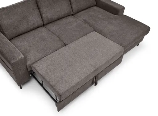 Ecksofa - 2-Sitzer mit Longchair rechts, Stoff, Mocca