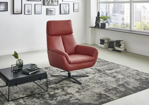 Relaxsessel - 360 Grad drehbar, Stoff, Rot