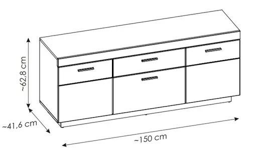 TV-Lowboard - B ca. 150 cm, Kaschmir, Coast Evoke Eiche Nachbildung