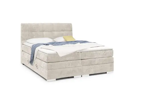 Boxspringbett SANDRIN I- Liegefläche ca. 180x200 cm, Stoff, Taupe, inkl. Stauraum