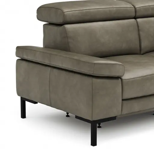 Sofa Hudson - 2,5-Sitzer, inkl. Relaxfunktion (motorisch) und Kopfteil/Armlehnen verstellbar, Leder, Braungrün