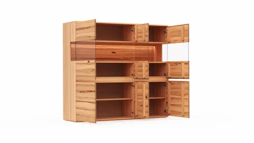 Highboard Hillsboro - inkl. Beleuchtung, Buche/Kernbuche natur, geölt