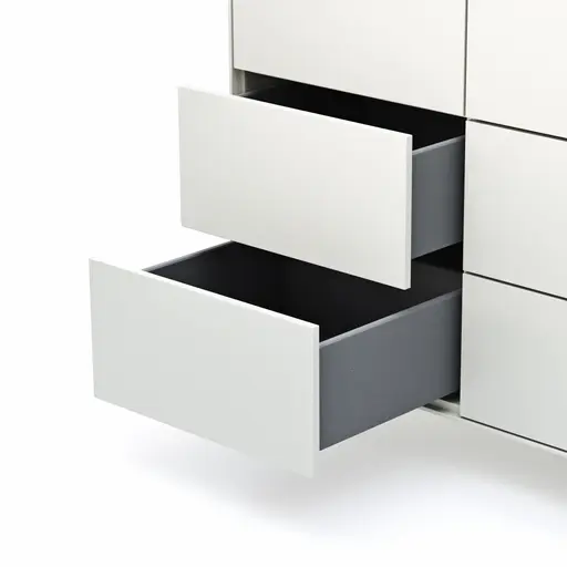 Highboard Edge - Lack weiß, auf Rollen