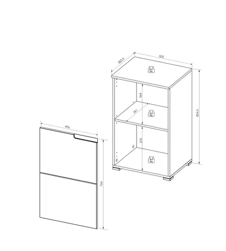 Kommode - B ca. 50 cm, Weiß, Weiß Hochglanz