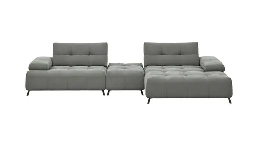 Ecksofa Comodo - 1-Sitzer, Longchair Rechts, Stoff, Hellgrau