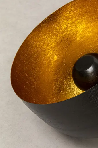 Bodenleuchte- DH ca. 35x31 cm, Stahl vernickelt, Schwarz, Gold