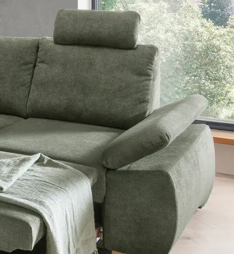 Ecksofa - Ecke links und 2-Sitzer, Stoff, Dunkelgrün