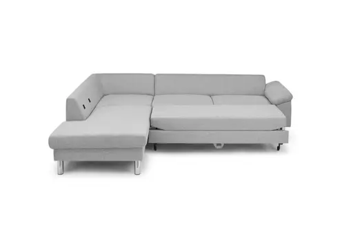 Ecksofa COOL - Ecke links mit 2,5-Sitzer, Querschläfer, Stoff, Hellgrau
