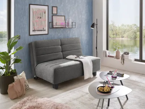  Faltsofa Easy - 2-Sitzer ohne Armlehne, ca. 140 cm inkl. Schlaffunktion, Stoff,  Dunkelgrau