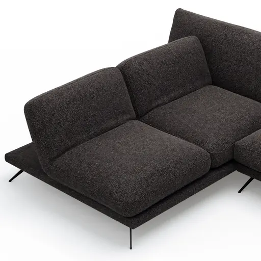 Ecksofa Valdemoro - Longchair mit 2,5-Sitzer rechts inkl. Rückenlehne verstellbar, Stoff, Anthrazit