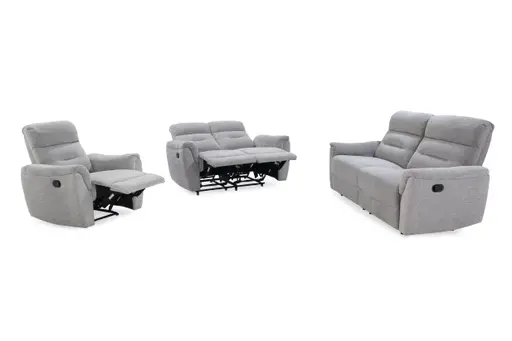 Sofa - 2,5-Sitzer, Relaxfunktion, Chenille, Hellgrau