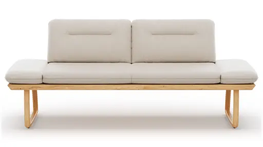 Bank Kamari - Breite ca. 208cm, Seitenteile verstellbar, Leder, Kitt