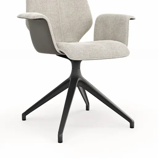 Armlehnstuhl Penthouse - Stoff, Hellgrau, Leder, Grau