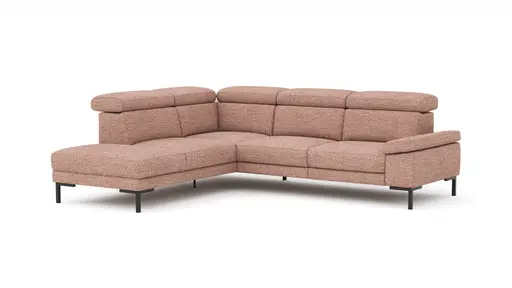Ecksofa Hudson - Ecke links mit 2,5-Sitzer inkl. Kopfteil verstellbar, Stoff, Kupfer